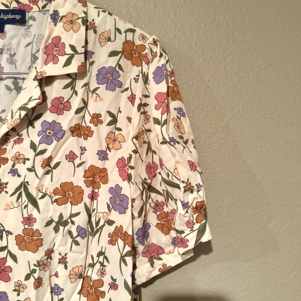 Princess Highway Floral Button Front Short Sleeve Mini Dress Beige Size 12 — image 4 of 7